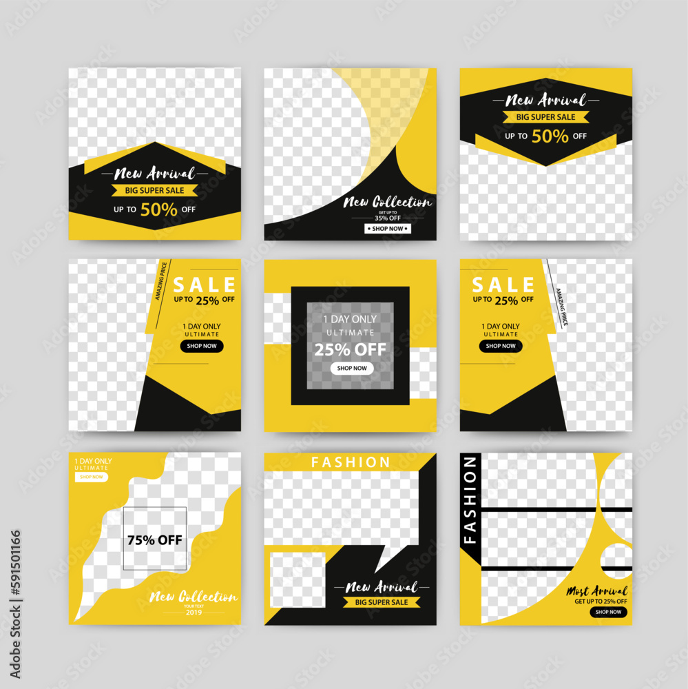 Fototapeta premium Editable Post Template Social Media Banners for Digital Marketing. Promo Brand Fashion. Vector Illustration. Eps 10 - Vector