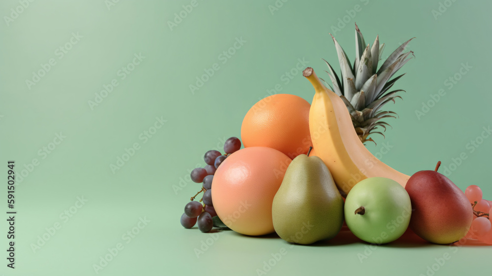 organic fruit on studio lighting pastel tone clean background generative ai organic fruit on studio lighting pastel tone clean background generative ai