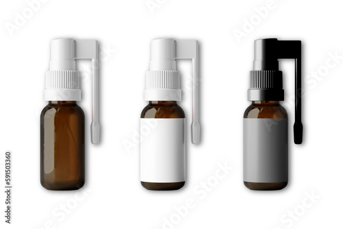 Throat spray medicine mockup on white background isolated. 3d rendering.