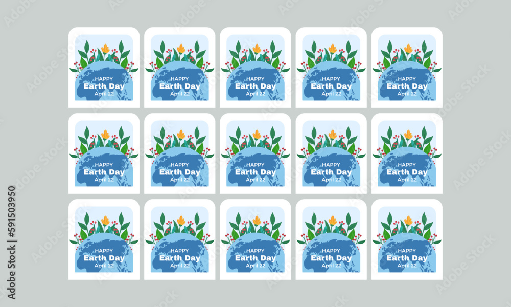 happy earth day label set vector template design