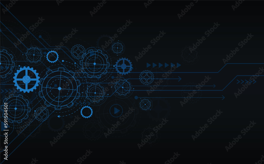 Abstract futuristic Cog Gear Wheel with arrows on dark blue color background. with Vector illustration gear wheel, Hi-tech digital technology and engineering, digital telecom technology concept. Abstract futuristic Cog Gear Wheel with arrows on dark blue color background. with Vector illustration gear wheel, Hi-tech digital technology and engineering, digital telecom technology concept.