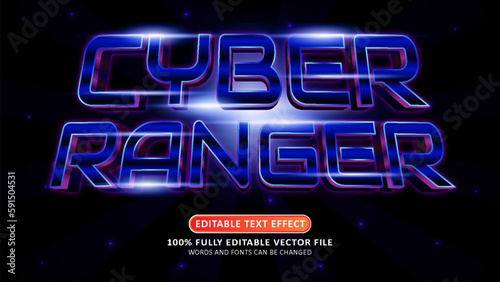Cyber ranger 3d blue editable modern text effect