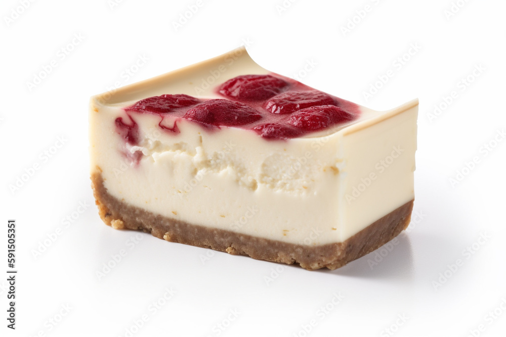 Slice of cheesecake with fresh raspberry. Generative Ai Slice of cheesecake with fresh raspberry. Generative Ai