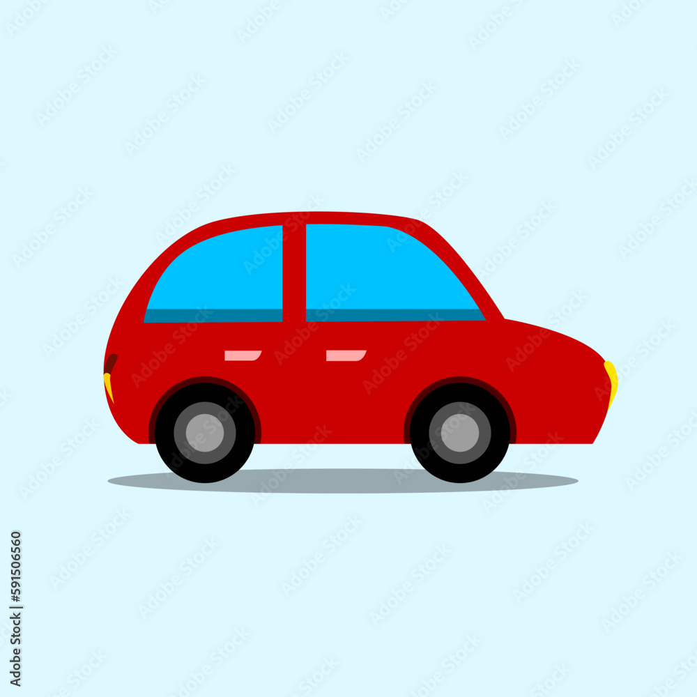 car illustration in red color for children's book