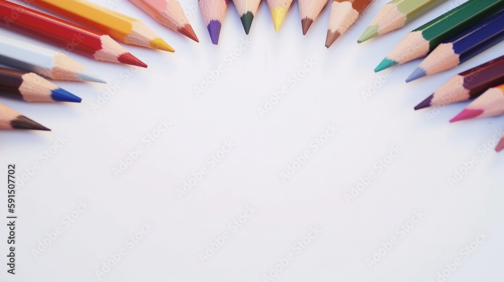 several colored pencils on white background. generative ai several colored pencils on white background. generative ai