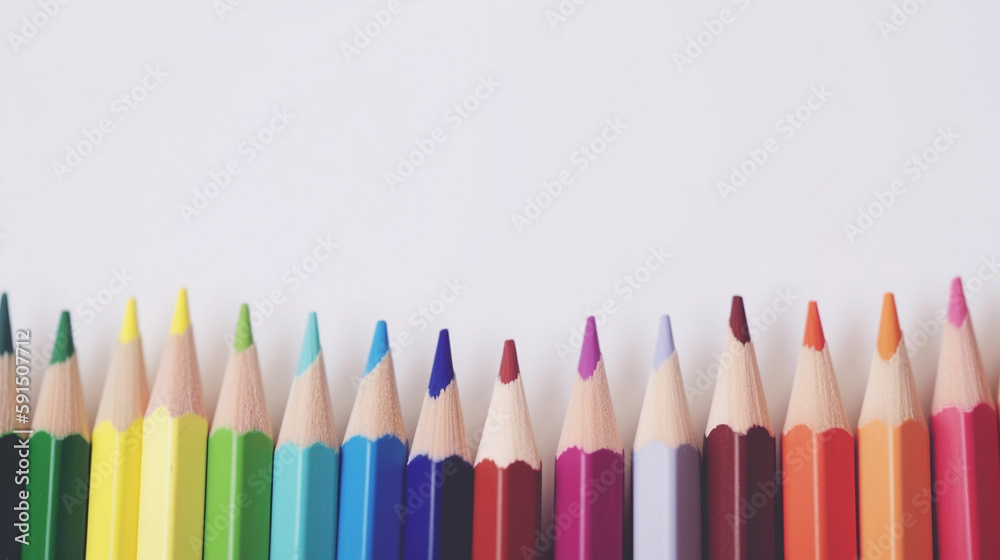 several colored pencils on white background. generative ai several colored pencils on white background. generative ai