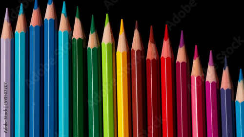 several colored pencils on white background. generative ai