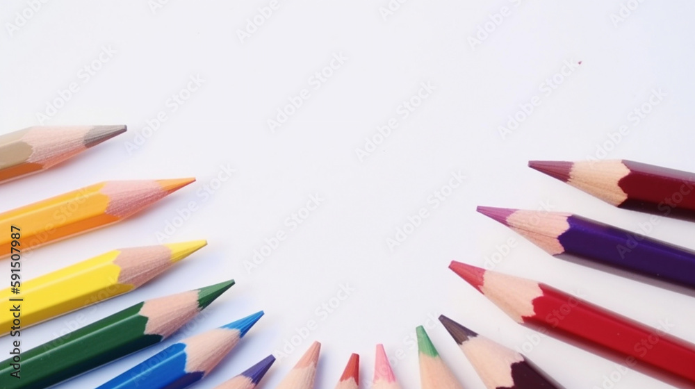 several colored pencils on white background. generative ai several colored pencils on white background. generative ai