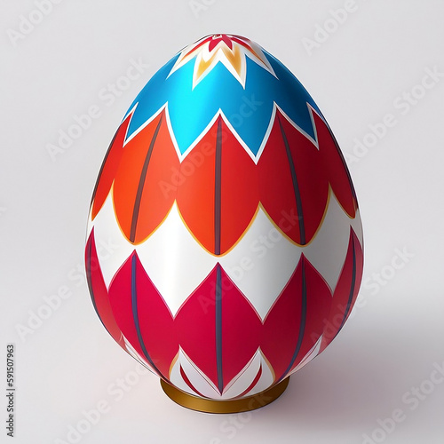 Handmade colorful Easter egg isolated on a white.Generative AI.