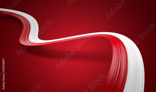 3d Flag Of Poland Country 3d Waving Poland Ribbon Flag Isolated On Red Background, 3d illustration