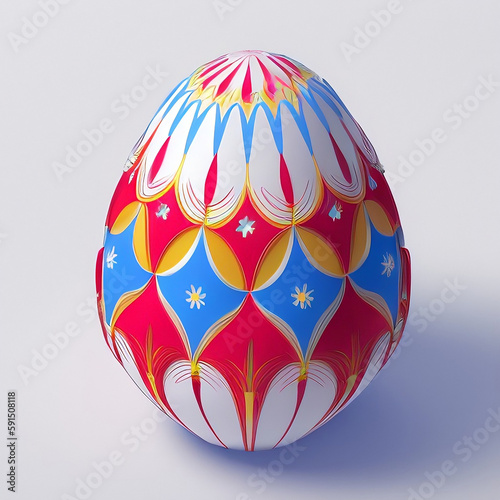 Handmade colorful Easter egg isolated on a white.Generative AI.