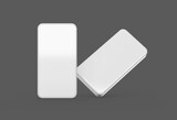 Two Empty White Domino Dice Isolated On Grey Background, 3d illustration