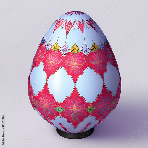 Handmade colorful Easter egg isolated on a white.Generative AI.