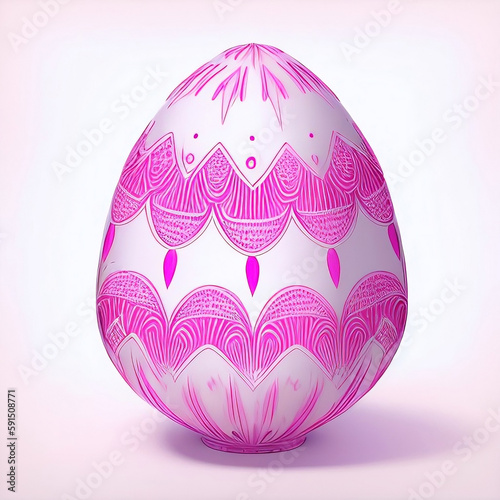 Handmade colorful Easter egg isolated on a white.Generative AI.