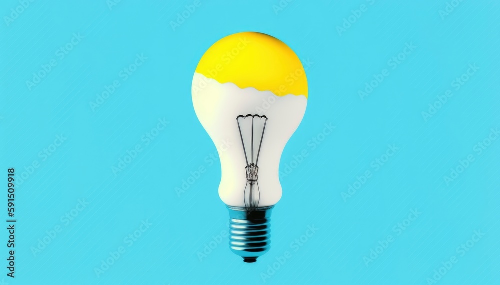 light bulb with idea on isolated blue background, striped illustration light bulb with idea on isolated blue background, striped illustration