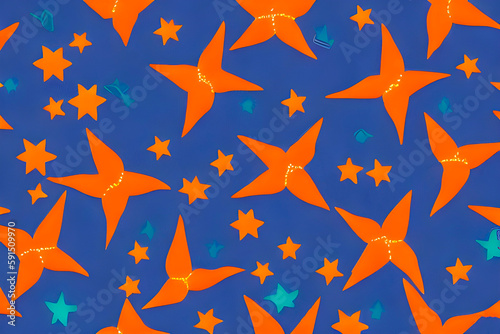 Abstract background with drawing stars on a blue background, created by generative AI