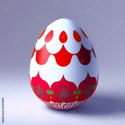 Handmade colorful Easter egg isolated on a white.Generative AI.