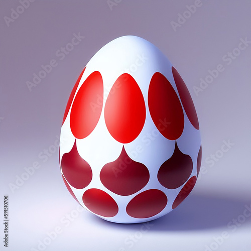Handmade red Easter egg isolated on a white.Generative AI.