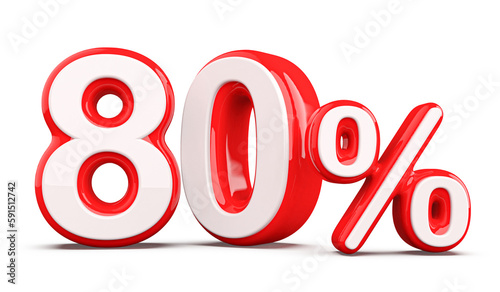 Discount 80 Percent Red Number 3d
