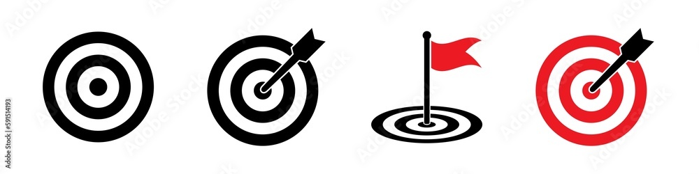 Target icon. Goal or target icons collection. Shot, goal signs