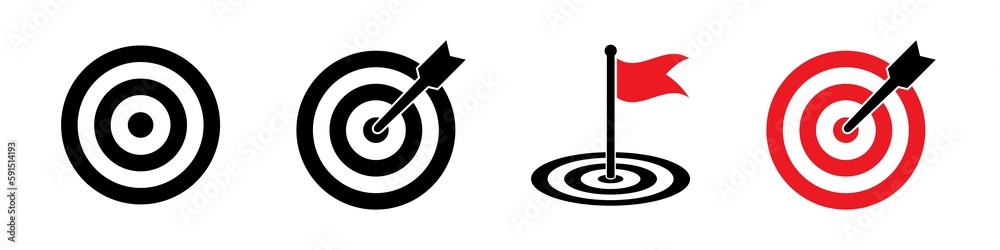 Target icon. Goal or target icons collection. Shot, goal signs