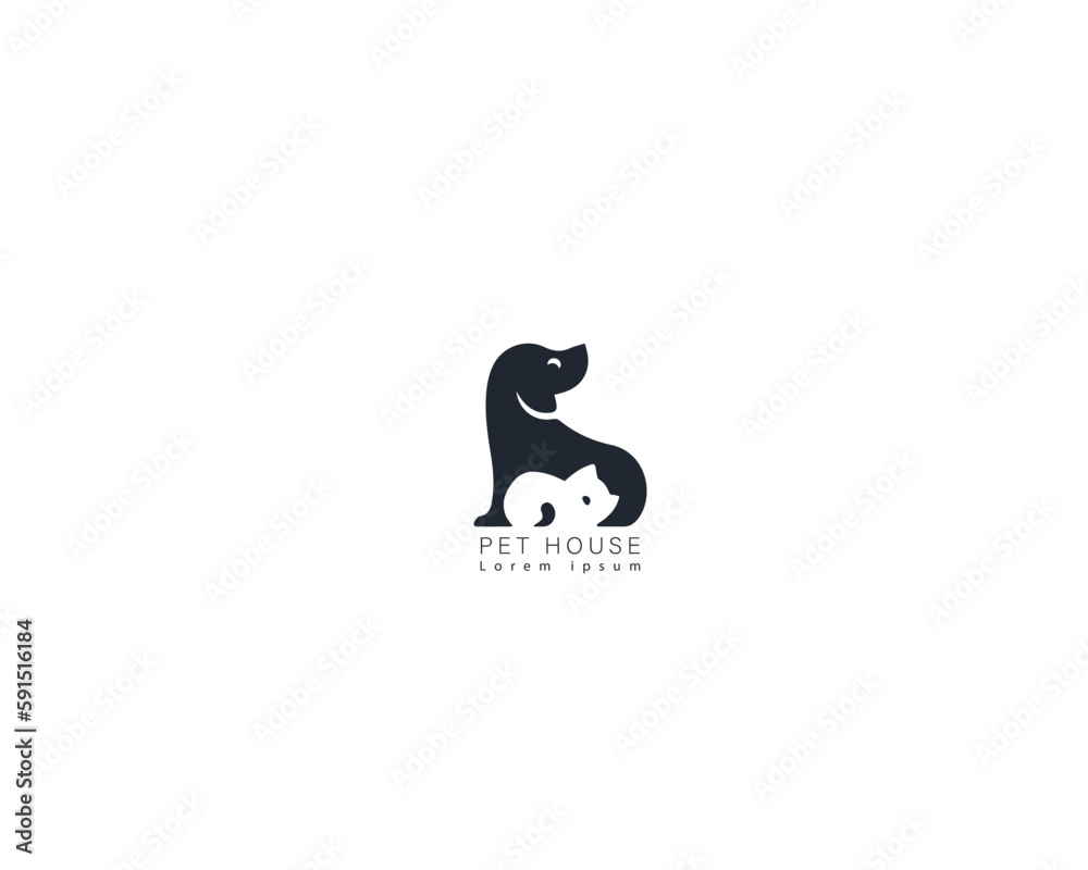 Dog and cat logo design template vector, line of pet logo design suitable for pet shop, store, caffe, business, hotel, veterinary clinic, Domestic animals vector illustration logotype, sign and symbol Dog and cat logo design template vector, line of pet logo design suitable for pet shop, store, caffe, business, hotel, veterinary clinic, Domestic animals vector illustration logotype, sign and symbol