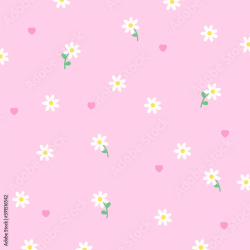 Floral wallpaper with cute flowers and leaves. Vector illustration.
