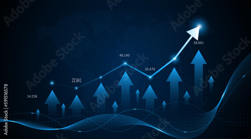 Business growth graph or profitable investment concept. The arrow increases the company's future growth.
