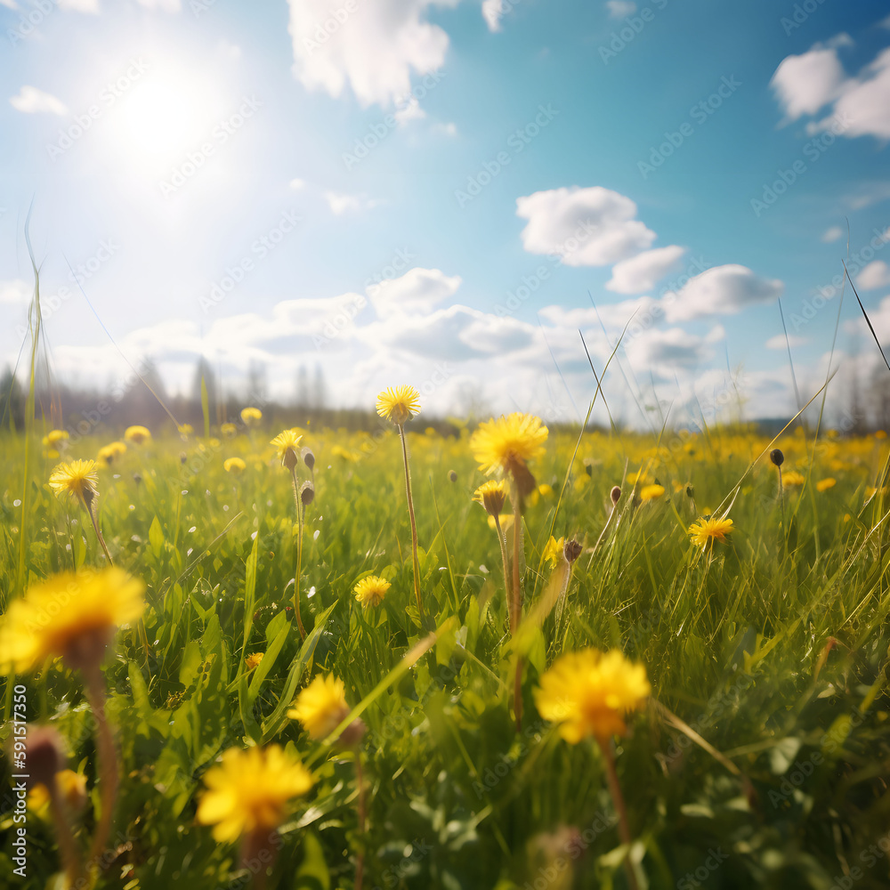 Obraz premium dandelions in field