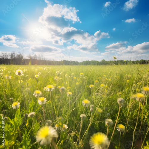 dandelions in field