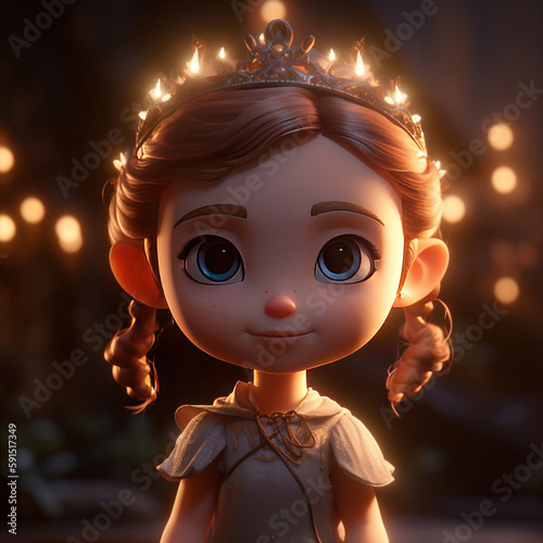 Cute little princess illustrations. Generative AI.