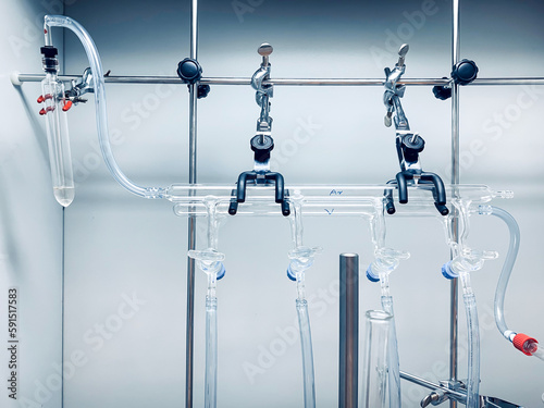 The Schlenk line (vacuum gas manifold) - a chemistry apparatus developed that consists of a dual manifold with several ports. It is useful for manipulating moisture- and air-sensitive compounds.