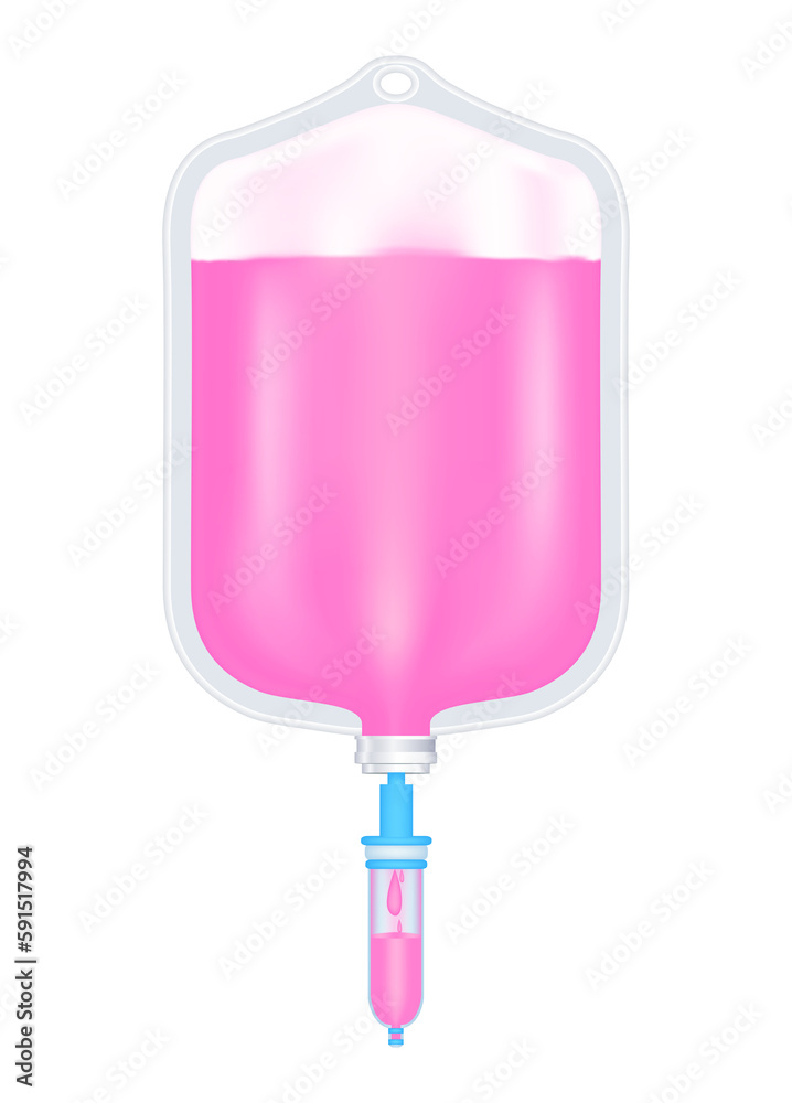 Vitamins collagen pink inside saline bag. Injection of IV drip vitamin ...