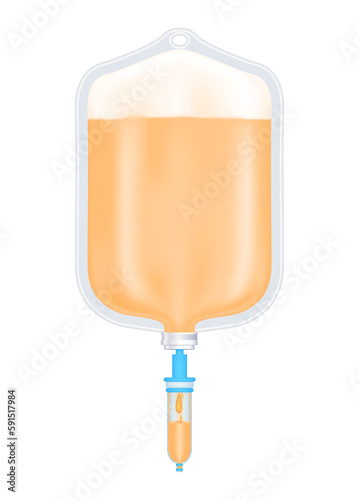 Vitamins collagen cream inside saline bag. Injection of IV drip vitamin minerals therapy for health skin. Medical aesthetic concept. 3D file PNG.