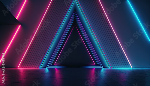 Abstract neon geometric background. Created with generative Ai technology © ImageMind