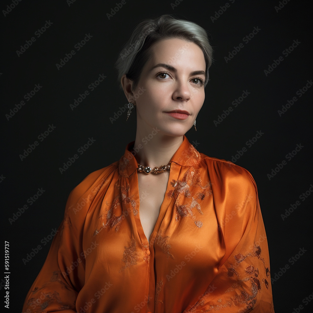 Generative ai grey hair mature woman portrait isolated looking camera Generative ai grey hair mature woman portrait isolated looking camera