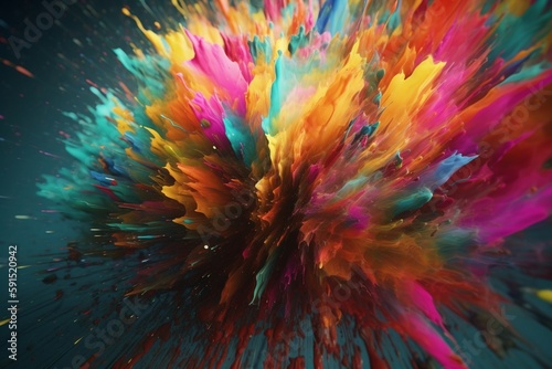 A colorful abstract design with textured brushstrokes or paint splatters  Generative AI