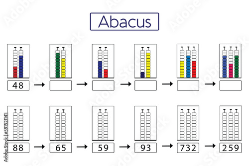 Abacus game to count numbers. kids kindergarten abacus learning Workbook for kids.