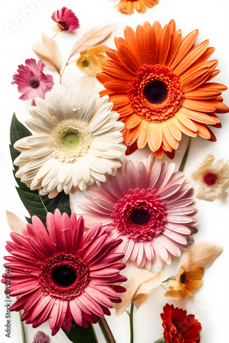 gerbera flowers and leaves pattern flowers and leaves