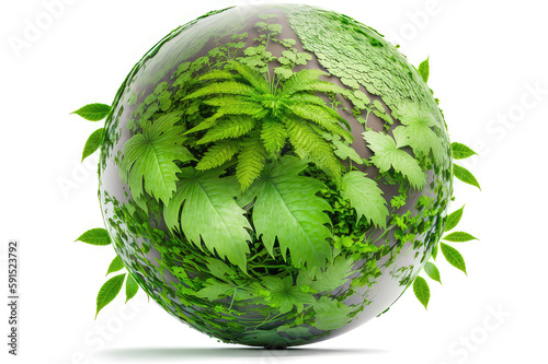 green world with green plants isolated on white background, earth day, earth day,  AI generated photo