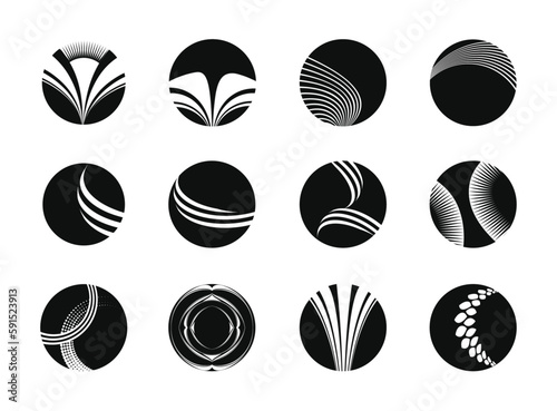 Abstract monochrome background. Vector-art illustration. No gradient, Trendy design element for the frame, round logo, sign, symbol, web, prints, posters, template, pattern