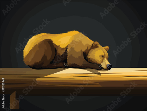 Log-Side Nap: A Cartoon Bear in Dreamland