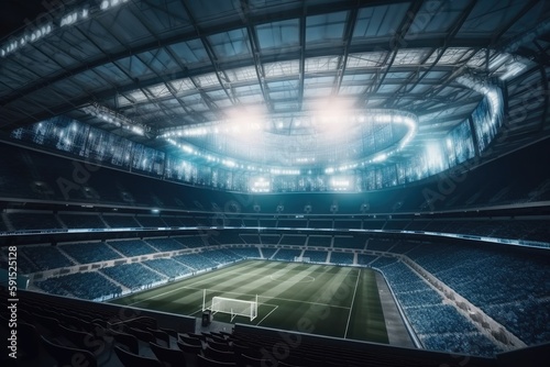 Inside of modern football stadium, generative AI