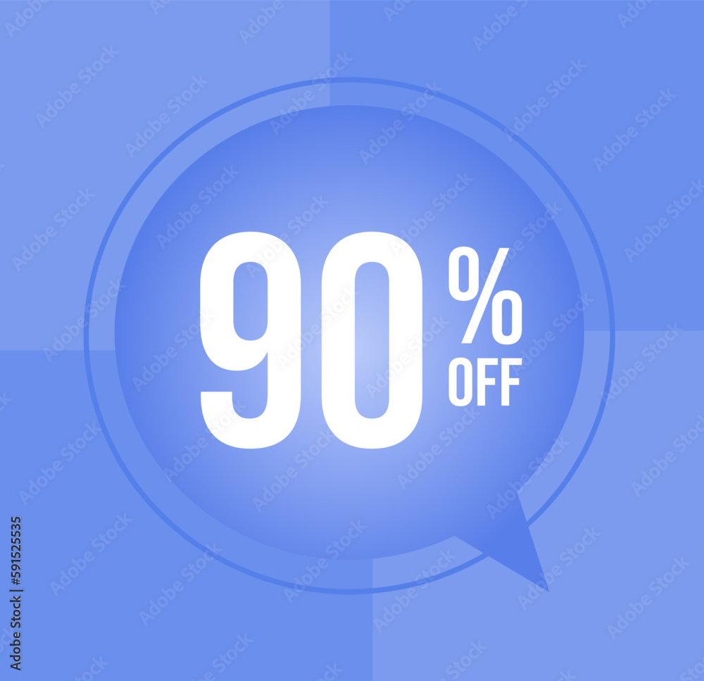 90 percent off Discount for big sales with ballon on blue background 90 percent off Discount for big sales with ballon on blue background