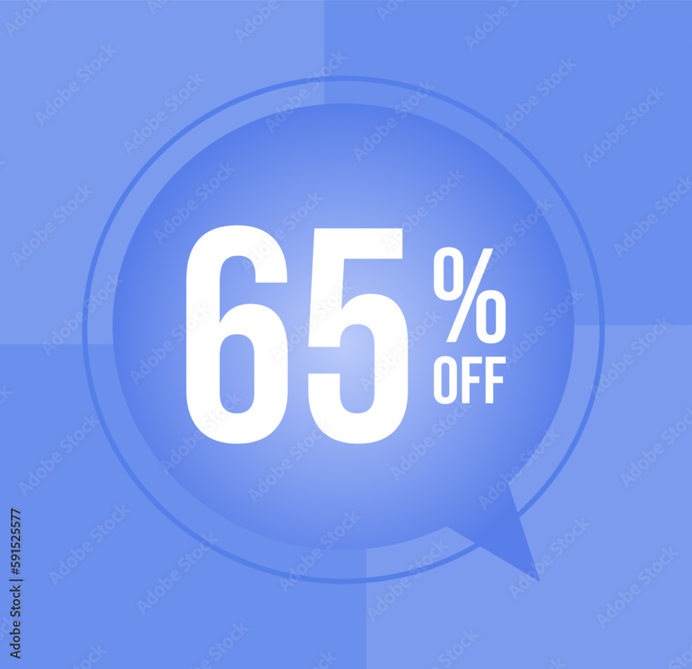 65 percent off Discount for big sales with ballon on blue background 65 percent off Discount for big sales with ballon on blue background