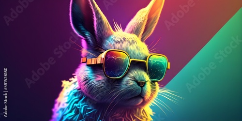 bunny with sunglasses,digital illustration generative AI