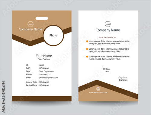 Corporate identity card template collection with photo placeholders. Employee or student ID card set design for office or school. Print-ready identification card template.