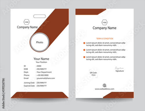 Corporate identity card template collection with photo placeholders. Employee or student ID card set design for office or school. Print-ready identification card template.