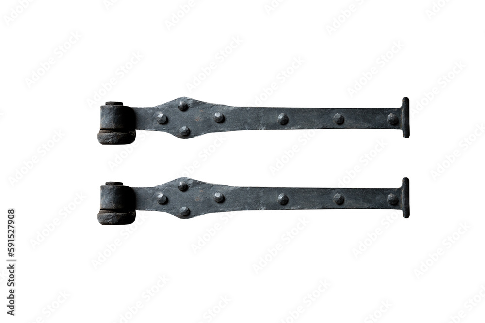 old metal door hinge isolated on white background
