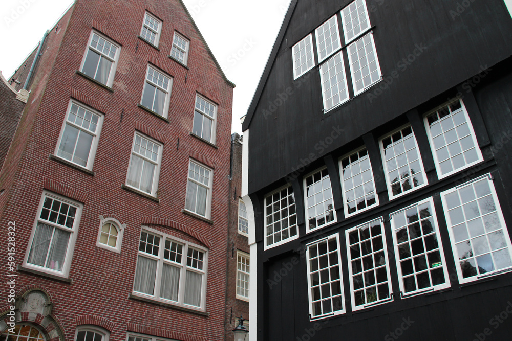 old brick houses at a beguinage in amsterdam (the netherlands) 